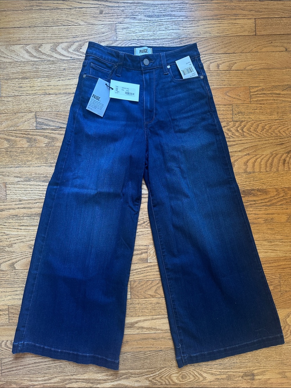 PAIGE LENNIE Wide Leg High-Rise Jeans - Dark Indigo Blue Sabine - Size 25 NWT - Picture 3 of 8